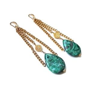Agate Teardrop Gold Chandelier
Earrings